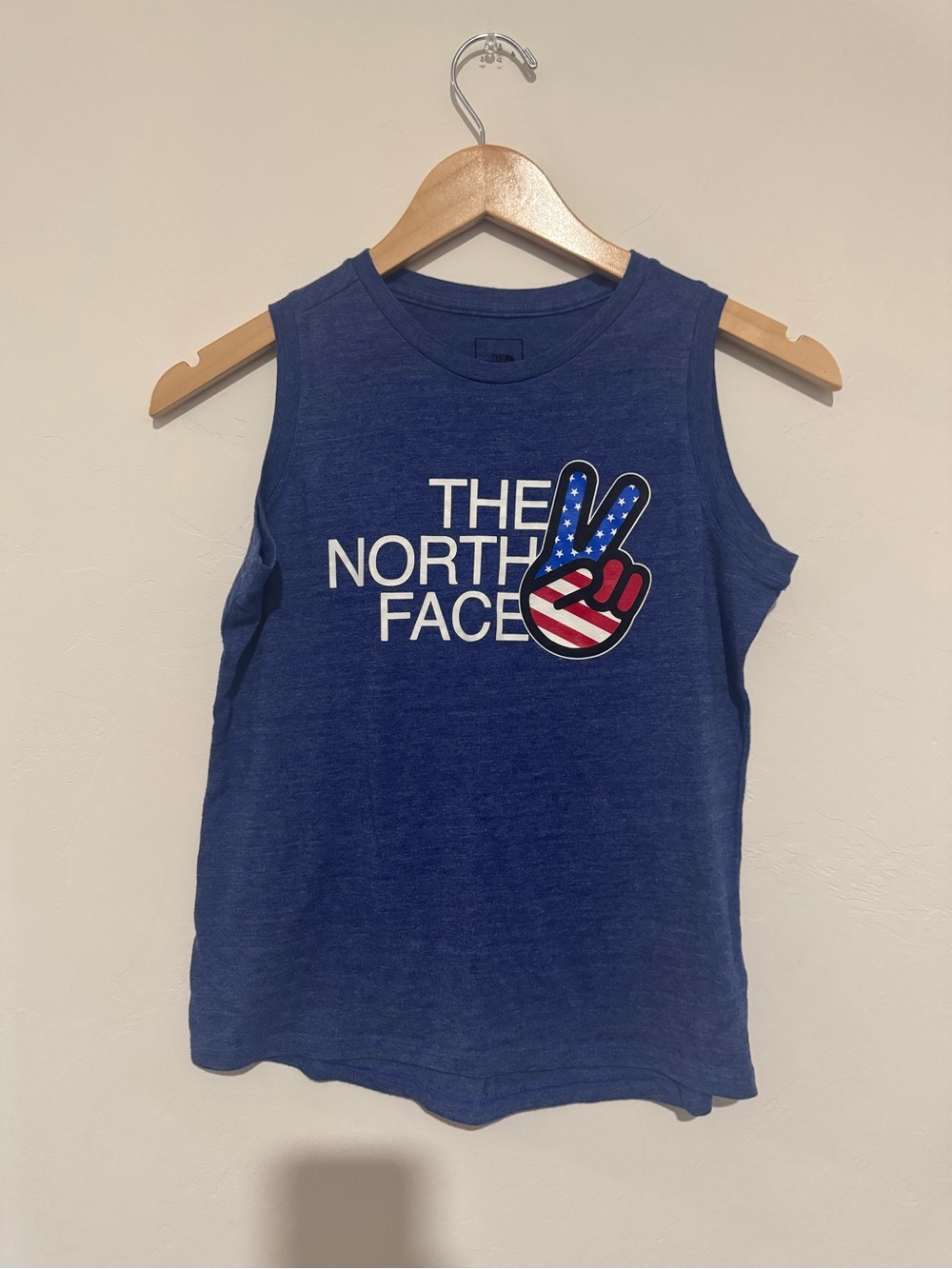 The North Face Girls Americana Peace Patriotic Tank Top Blue Size Large 14/16